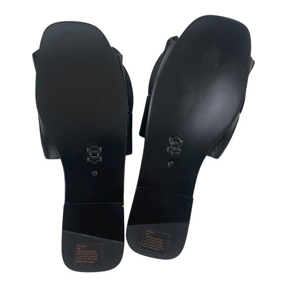 Cecelia Wendy Vamp Bow Open Toe Leather Slide Flat Sandal Black Size 6 - Picture 11 of 14